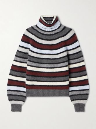 Proenza Schouler Pullover A Collo Alto In Misto Cashmere A Righe Danea - Verde