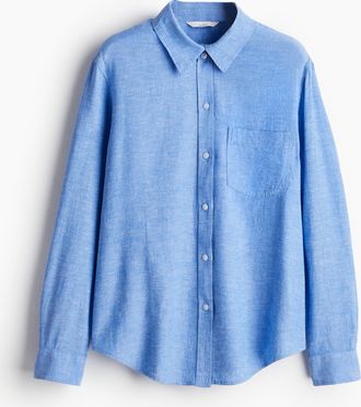 H&M Hemdbluse aus Leinenmix - Blue
