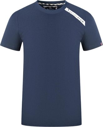 Aquascutum Shoulder Brand Logo Navy Blue T-Shirt