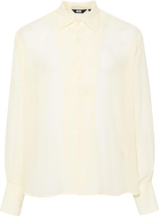 GCDS logo-embroidered georgette shirt - unisex - Silk - S - Yellow