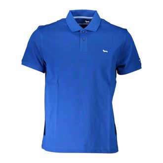 Harmont & Blaine Polo Shirts, male, Blue, Size: 2XL Blue Cotton Polo Shirt with Embroidery