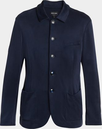 Giorgio Armani Men & apos;s Cupro Blend Patch-Pocket Blazer