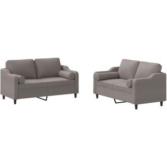 vidaXL Juego De Sof&aacute;s Con Cojines 2 Piezas Tela Gris Taupe Vidaxl