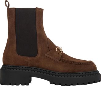 Estro & Luminara Italiaanse Velours Chelsea Boots - Dames - Chelseaboots - Bruin - 36 EU - Schoenen