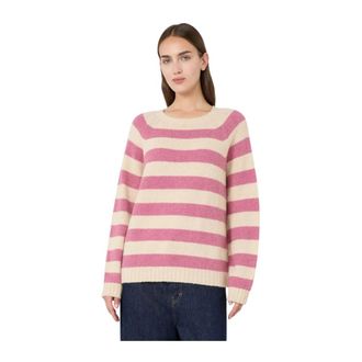 Max Mara Alpaca en Katoenen Trui - Dames - Ronde hals truien - Veelkleurig - M - Katoen - Truien & Vesten
