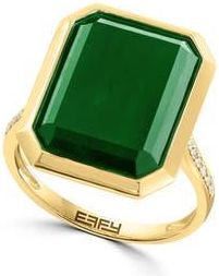Effy 14K Gold Pavé Diamond & Green Onyx Ring at Nordstrom Rack, Size 7