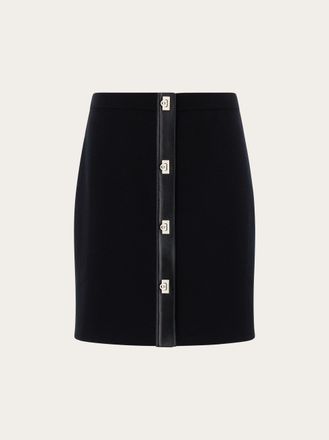 Ferragamo Donna Gonna in maglia con inserti in pelle Nero