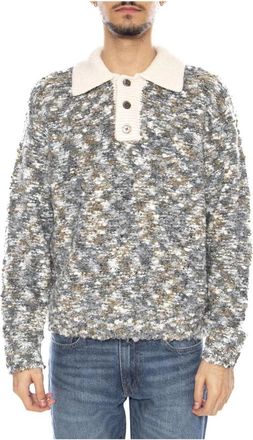 Obey Reuben Sweater Polo - Heren - Ronde hals truien - Grijs - M - Katoen - Truien & Vesten