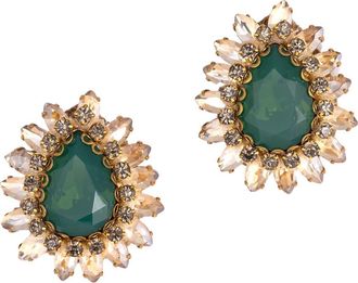 Deepa Gurnani Leesha Crystal Stud Earrings in Green at Nordstrom