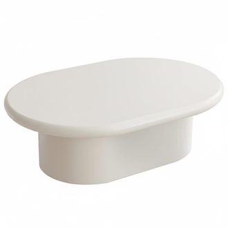 Oviala Mesa de centro ovalada de 100 x 70 cm en MDF lacado en blanco
