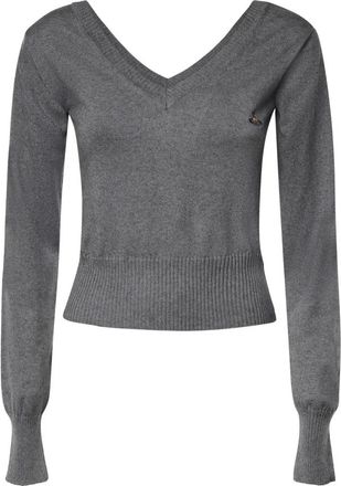 Vivienne Westwood Beatrice V-Neck Trui - Dames - V-hals truien - Grijs - M - Katoen - Truien & Vesten