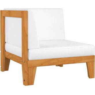 vidaXL Divano Angolare Modulare Cuscini Bianco Crema Massello dAcacia - Vidaxl