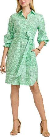 Foxcroft Abby Giraffe Linen-Blend Shirtdress