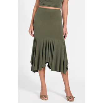 Guess Kenzie Ruffle Midi Skirt in Green at Nordstrom, Size Medium