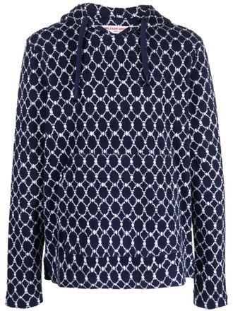 Orlebar Brown Blaine geometric-pattern terry-cloth hoodie - Blue