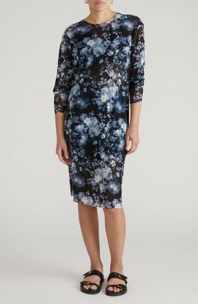 Universal Standard Thames Fog Sheer Dress in Tumbling Bouquet Pri at Nordstrom, Size Xxx-Large