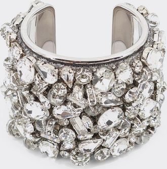 Dries Van Noten Bracciale in ottone cromato con strass incastonati