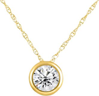 Pompeii3 1/2Ct Diamond Bezel Pendant Solitaire Necklace 14k Yellow Gold Lab Grown