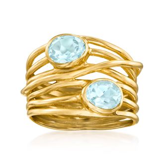Ross-Simons Sky Blue Topaz Highway Ring in 18kt Gold Over Sterling