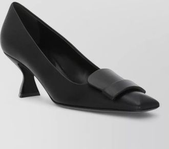 Sergio Rossi leather square-toe plaque pumps