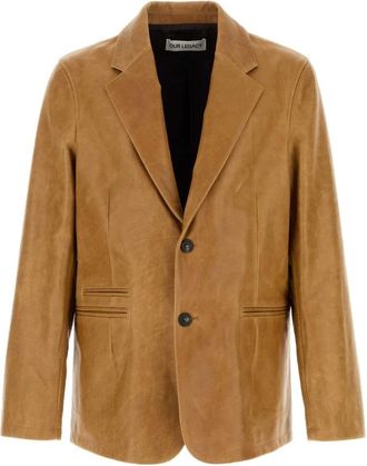 Our Legacy Kameel Leren Open Blazer - Heren - Leren en Su&egrave;de Jassen - Bruin - M - Jassen