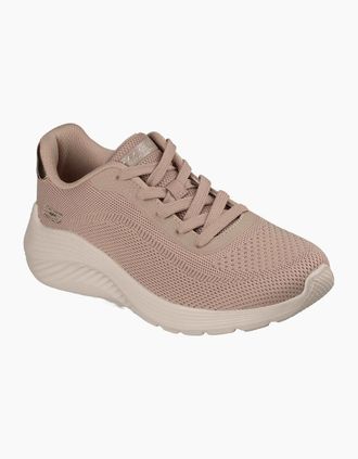 Skechers Womens Skechers Bobs Squad Waves Current Look Textile Womens Taupe Trainers - Brown - Size: 8