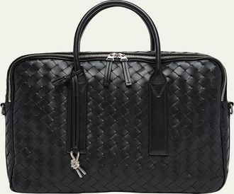 Bottega Veneta Mens Getaway Intrecciato Large Briefcase