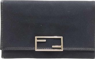 Fendi Black Canvas Leather Wallet (Tri-Fold) (Pre-Owned)