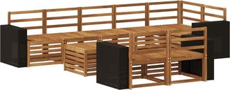 vidaXL Conjunto De Sof&aacute;s De Exterior 9 Uds. Natural Poli&eacute;ster Vidaxl