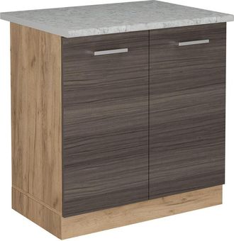 Vicco Armario Bajo Para Fregadero R-line, Gris Noble, 80 Cm Et M&aacute;rmol