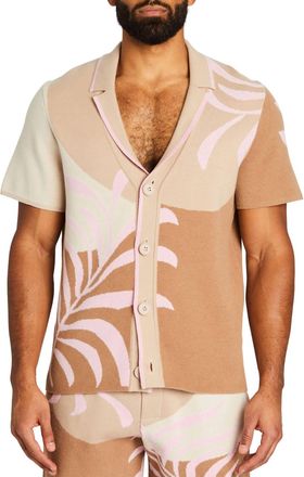 SER.O.YA Lei Shirt In Jacquard Brown/pink