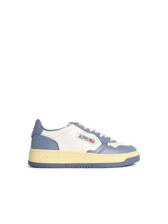 Autry Medalist Low Tempest White And Light Blue Leather Sneakers
