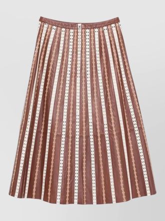 Yves Salomon leather midi skirt striped pleated design