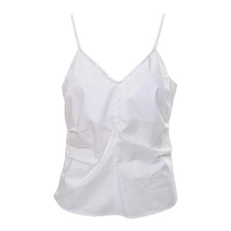 Patrizia Pepe Patrizia Pepe, Sleeveless Tops, female, White, Size: XL Draped V-neck Top