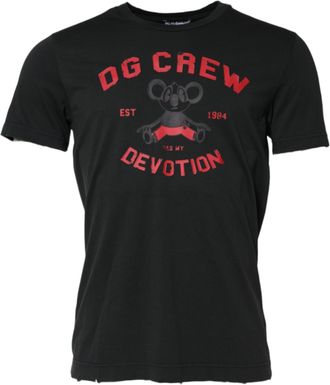 Dolce & Gabbana Black DG Crew Devotion Cotton Crew Neck Mens T-shirt