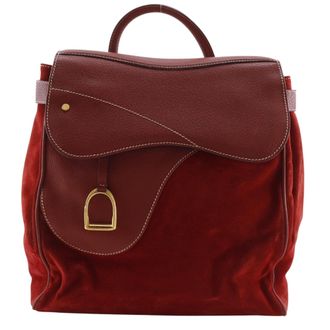 Gucci Red Color Suede Leather Backpack (Pre-Owned)