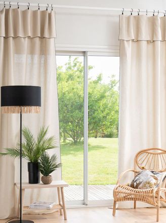 Maisons du monde Cortina de lino lavado ajustable beige por unidad 130x300