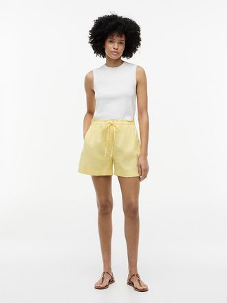 Tommy Hilfiger Womens Linen-Cotton Blend Pull-On Short - Yellow - XXL