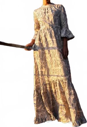Oliphant High Neck Bell Maxi Dress In Herod Cream