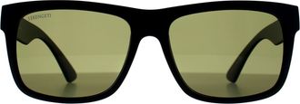 Serengeti Eyewear Rectangle Mens Matte Black Mineral Green 555nm Polarized Positano - One Size