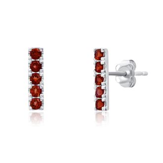 MAX + STONE 14k White Gold Small 2mm Gemstone Bar Stud Earrings with Push Backs