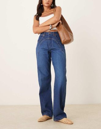 Wrangler Jeans a cilindro blu lavaggio scuro-Blu navy