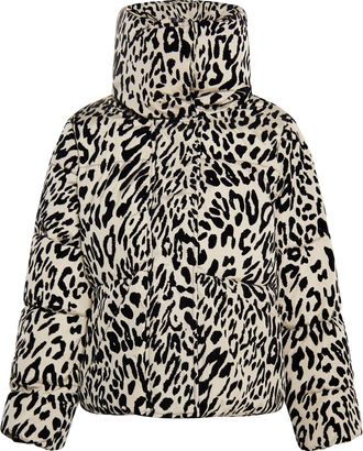 Faina Gewatteerd jasje met luipaardprint Dames beige leo