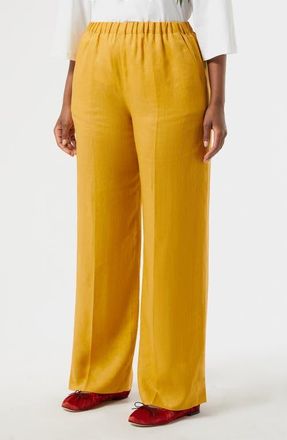 Marina Rinaldi Rocco Straight Leg Linen Pants in Honey at Nordstrom, Size 16W