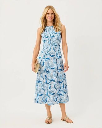 Lilly Pulitzer Finnley Midi Dress In Nassau Blue Thar She Blows