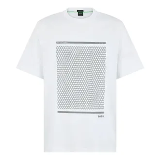 HUGO BOSS Tops, Heren, Wit, M, Katoen, TS Tour Print T-Shirt