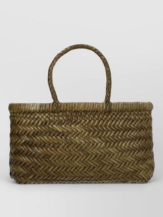 Dragon Diffusion woven beach bag featuring top handles