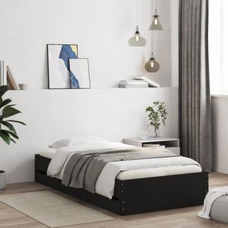 Berkfield Home Bed Frame with Drawers without Mattress Black 100x200 cm