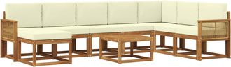 vidaXL Conjunto De Sof&aacute;s De Exterior 9 Uds. Natural Y Crema Vidaxl
