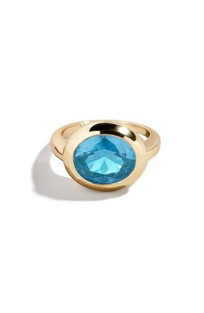 BaubleBar Birthstone Oval Cubic Zirconia Ring in Aquamarine at Nordstrom, Size 8